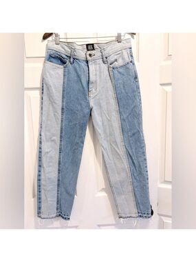 BDG Urban Outfitters Straight Cropped Jeans Spliced Two-Tone Raw Hem Size 30